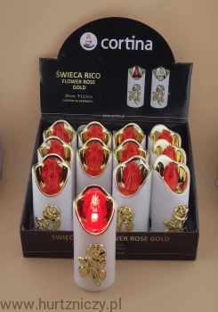 świeca led cortina rico róża 12,5 cm